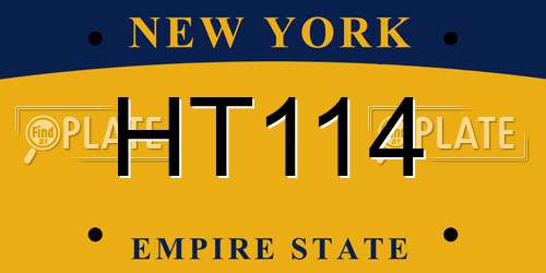 HT114 New York License Plate