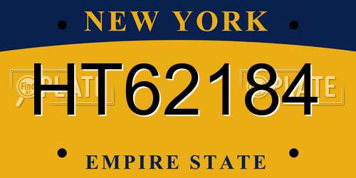 HT62184 New York License Plate