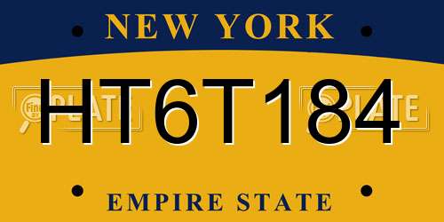 HT6T184 New York License Plate