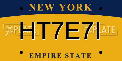 HT7E7I New York License Plate