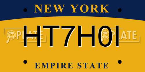HT7H0I New York License Plate