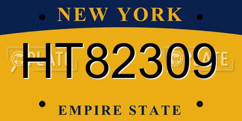 HT82309 New York License Plate