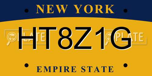 HT8Z1G New York License Plate