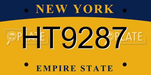 HT9287 New York License Plate
