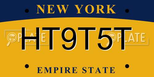 HT9T5T New York License Plate