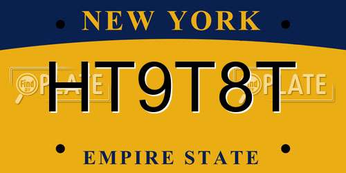 HT9T8T New York License Plate