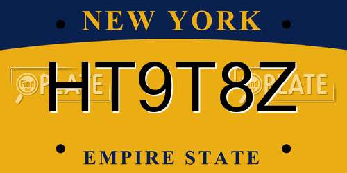 HT9T8Z New York License Plate