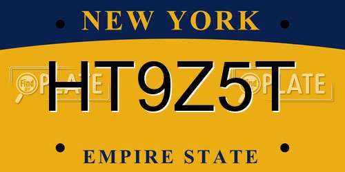 HT9Z5T New York License Plate