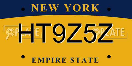 HT9Z5Z New York License Plate