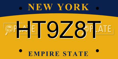 HT9Z8T New York License Plate