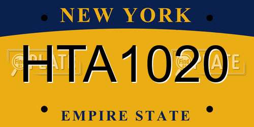 HTA1020 New York License Plate