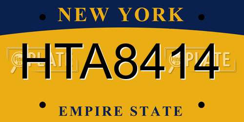 HTA8414 New York License Plate