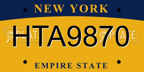 HTA9870 New York License Plate