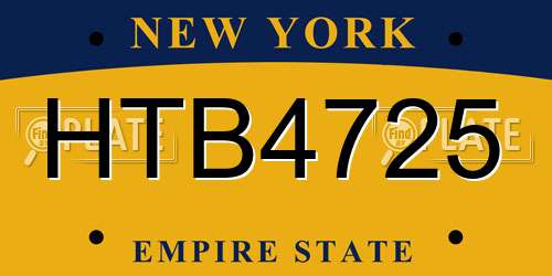 HTB4725 New York License Plate