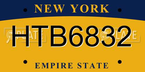 HTB6832 New York License Plate