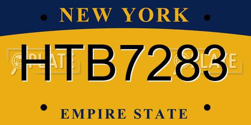 HTB7283 New York License Plate