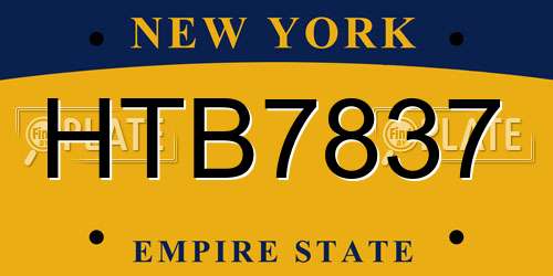 HTB7837 New York License Plate