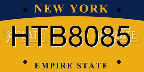 HTB8085 New York License Plate