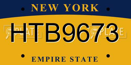 HTB9673 New York License Plate