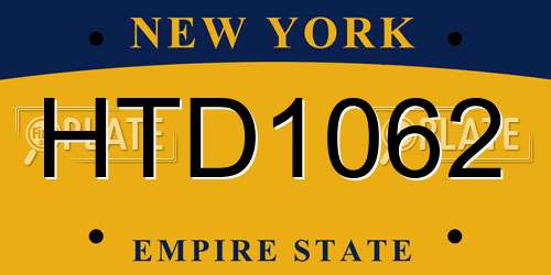 HTD1062 New York License Plate