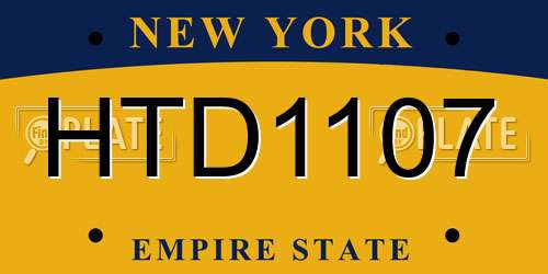 HTD1107 New York License Plate