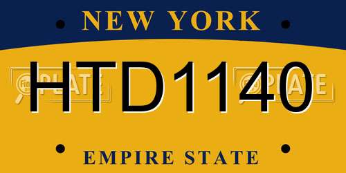 HTD1140 New York License Plate