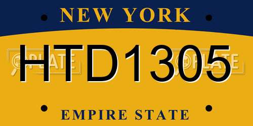HTD1305 New York License Plate
