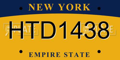 HTD1438 New York License Plate