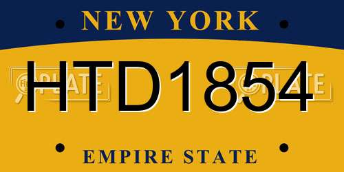 HTD1854 New York License Plate