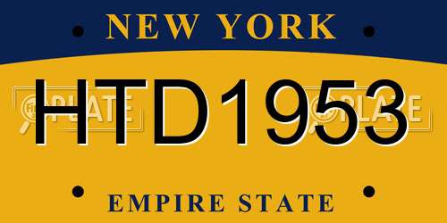 HTD1953 New York License Plate