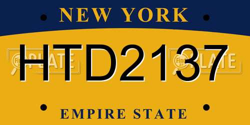 HTD2137 New York License Plate