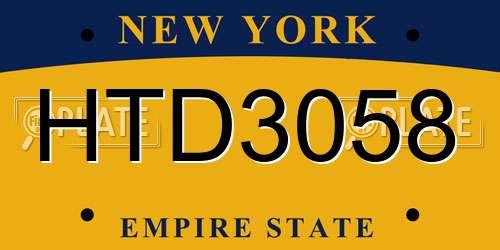 HTD3058 New York License Plate
