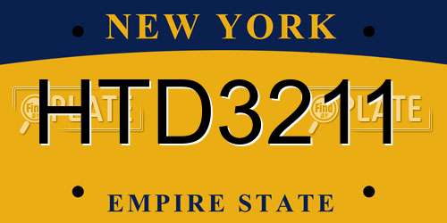 HTD3211 New York License Plate