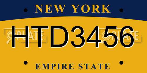 HTD3456 New York License Plate