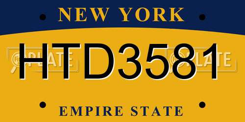 HTD3581 New York License Plate