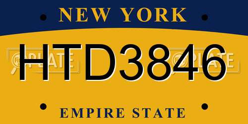 HTD3846 New York License Plate