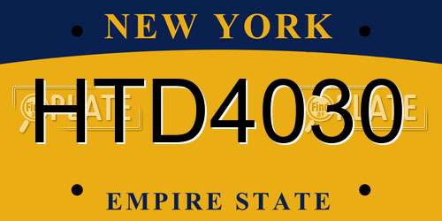 HTD4030 New York License Plate