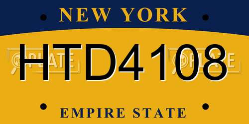 HTD4108 New York License Plate