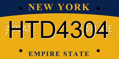 HTD4304 New York License Plate