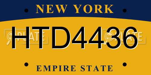 HTD4436 New York License Plate