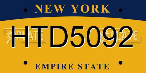 HTD5092 New York License Plate