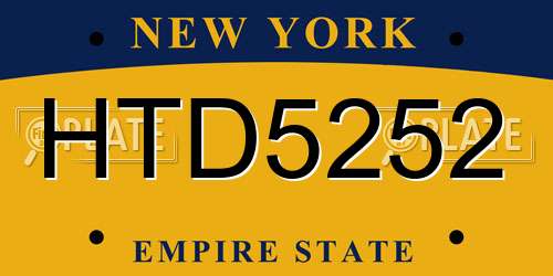 HTD5252 New York License Plate