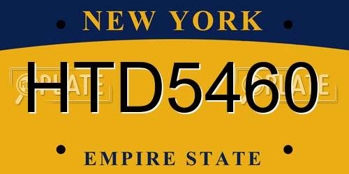 HTD5460 New York License Plate