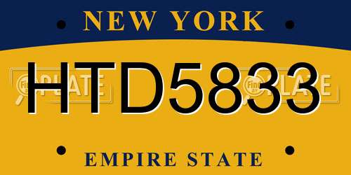 HTD5833 New York License Plate
