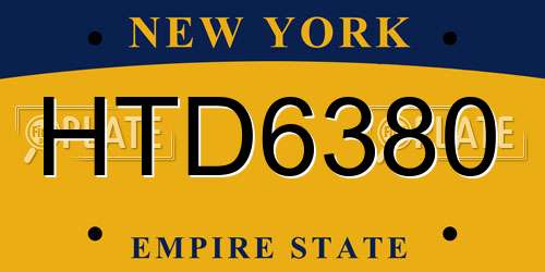 HTD6380 New York License Plate