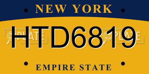 HTD6819 New York License Plate