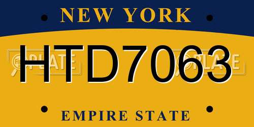 HTD7063 New York License Plate