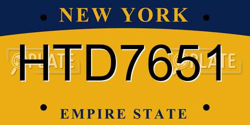 HTD7651 New York License Plate