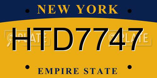 HTD7747 New York License Plate