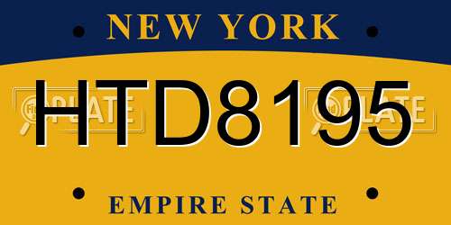 HTD8195 New York License Plate